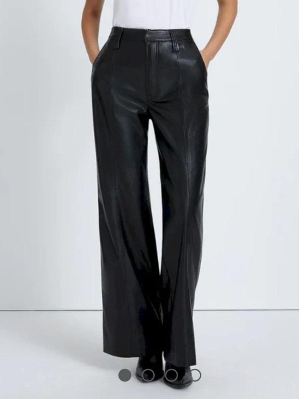 7 For All Mankind Black Faux Leather Wide-Leg Pants